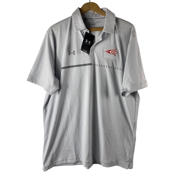Under Armour Arizona State Sun Devils Football Polo Shirt Large Loose Gray Mens - Picture 1 of 6
